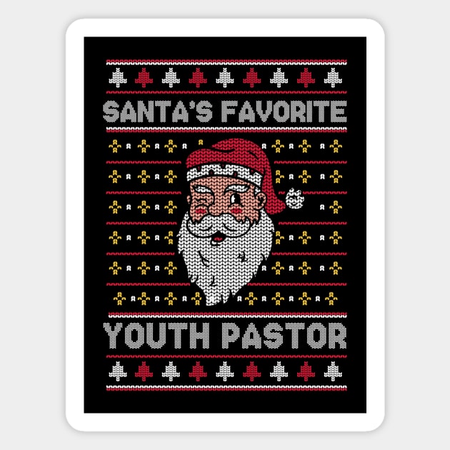 Santa's Favorite Youth Pastor // Funny Ugly Christmas Sweater // Church Holiday Xmas Magnet by Now Boarding